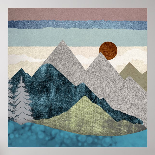 Berg Streifen Sky Poster (Vorne)