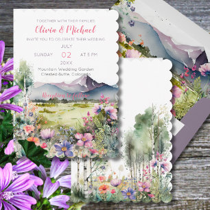 Berg-Thymian-Wildblumen-Hochzeitseinladung Einladung