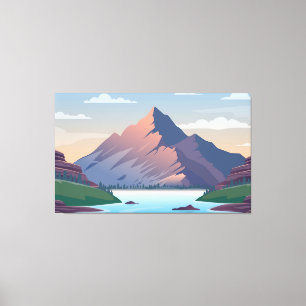 Berg umgeben von einem Fluss Leinwanddruck