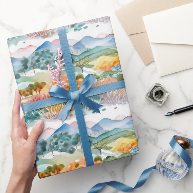 Berg- und Baumlandschaft Geschenkpapier (Schenken)
