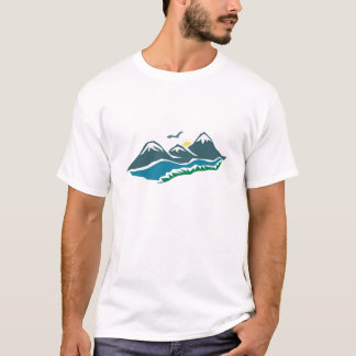 Berg und Fluss mit Vogel-Shirt T-Shirt