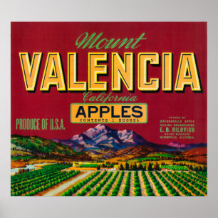 Berg Valencia Apple beschriften - Watsonville, CA Poster