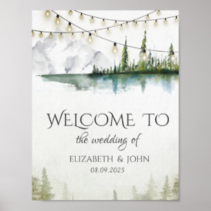 Berg, Wald, See, Lichterkette Hochzeit Poster