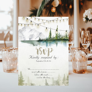 Berg, Wald, See, Lichterkette RSVP Einladung