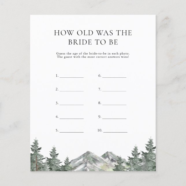 Berg, wie alt die Braut war, um Spielkarten zu sei (Vorderseite)