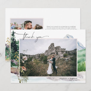 Berg-Wildblume Boho Hochzeitsfoto Danke