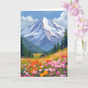Berg-Wildblumen Aquarell-Landschaft Natur Karte