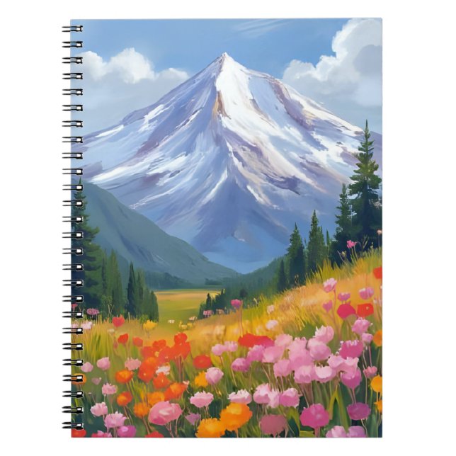 Berg-Wildblumen-Aquarell-Landschaft Notizblock (Vorderseite)