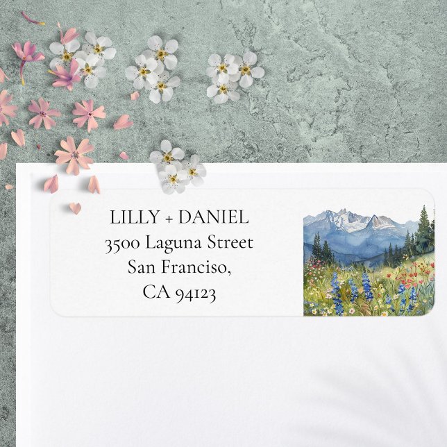 Berg-Wildblumen Florales Rücksende-Adresse (Mountain Wildflowers Floral Return Address Label)