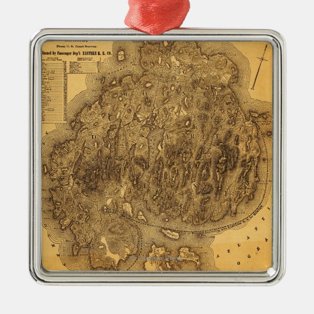 Berg-Wüste IslandPanoramic Karte Ornament Aus Metall (Vorne)