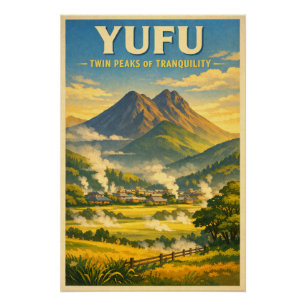 Berg Yufu (Yufudake), Japan, in einem klassischen Poster