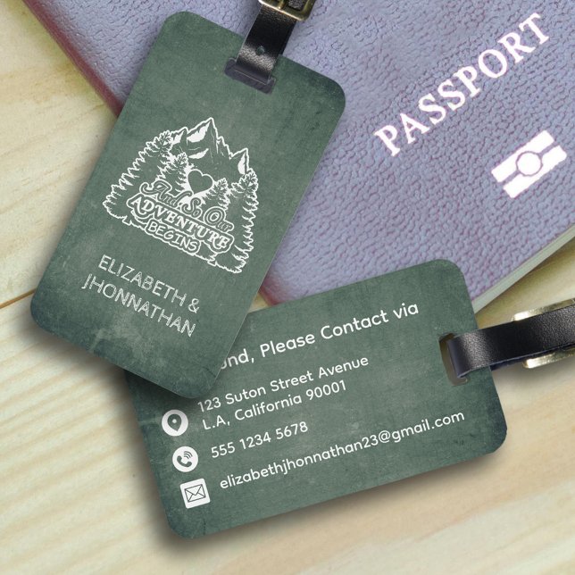 Bergabenteuer beginnt Grüne Halbpension Reisen Gepäckanhänger (Von Creator hochgeladen)