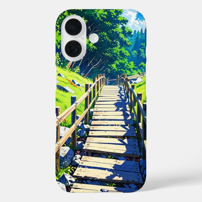 Bergabenteuer im Sommer-Anime-Stil Case-Mate iPhone Hülle (Rückseite)