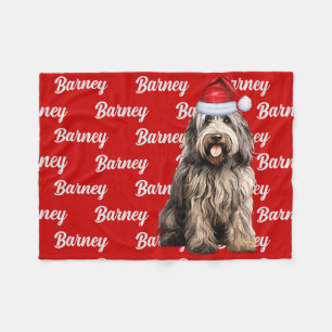 Bergamasco auf Rot mit Name Christmas Dog Fleecedecke