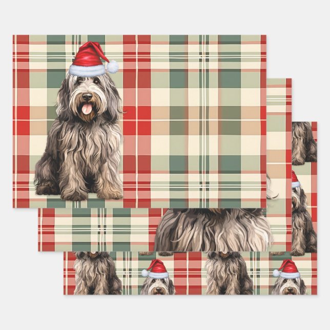 Bergamasco Christmas Dog Kariert Geschenkpapier Set (Set)