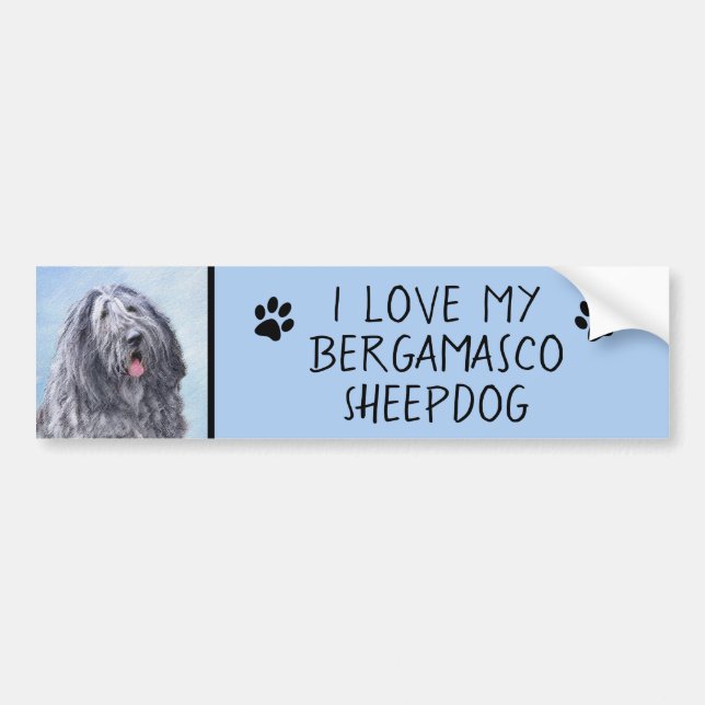 Bergamasco Sheepdog Malerei - Niedlicher Original  Autoaufkleber (Vorne)