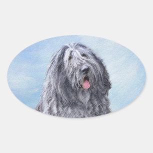 Bergamasco Sheepdog Malerei - Niedlicher Original  Ovaler Aufkleber