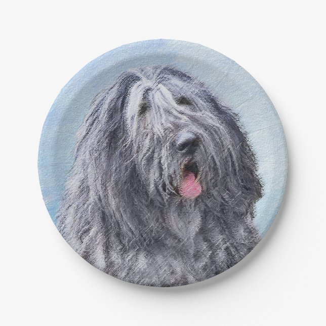 Bergamasco Sheepdog Malerei - Niedlicher Original  Pappteller (Vorderseite)