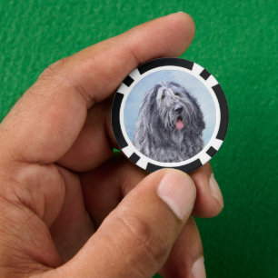 Bergamasco Sheepdog Malerei - Niedlicher Original Pokerchips