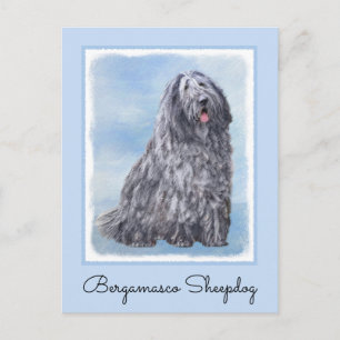 Bergamasco Sheepdog Malerei - Niedlicher Original  Postkarte