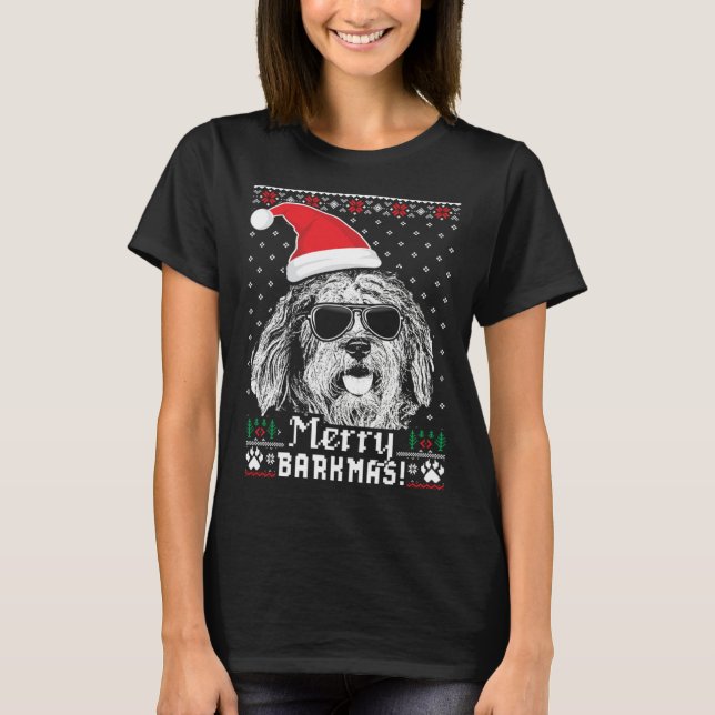 Bergamasco Shepherd Merry Barkmas Christmas T-Shirt (Vorderseite)