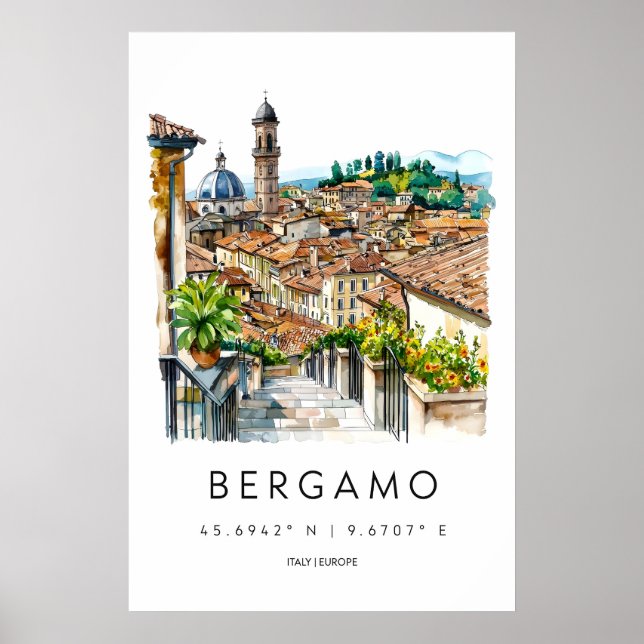 Bergamo Aquarell 3 Poster (Vorne)