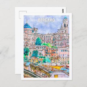 Bergamo Italien Reisen Place Watercolor Postkarte