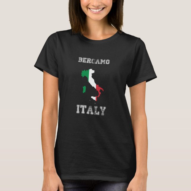 Bergamo Italien Vintag Italien Flaggenkarte T-Shirt (Vorderseite)