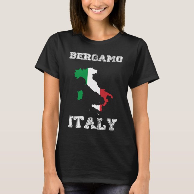 Bergamo Italy Vintage Italy Flag Map T-Shirt (Vorderseite)