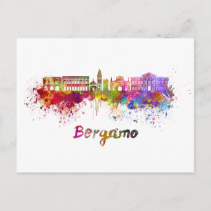 Bergamo skyline im Watercolor Postkarte