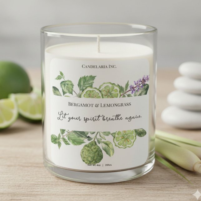 Bergamot Lemongrass Candle Label Quote Sticker (Von Creator hochgeladen)