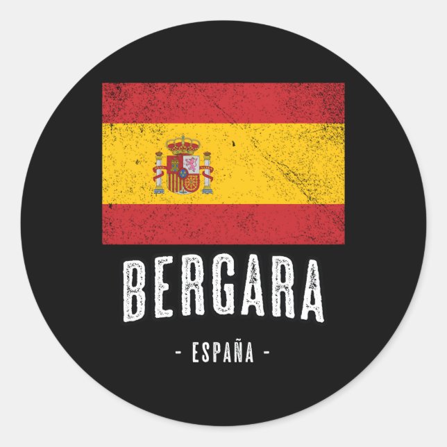 Bergara Spanien Es Flag Stadt Bandera Ropa Runder Aufkleber (Vorderseite)