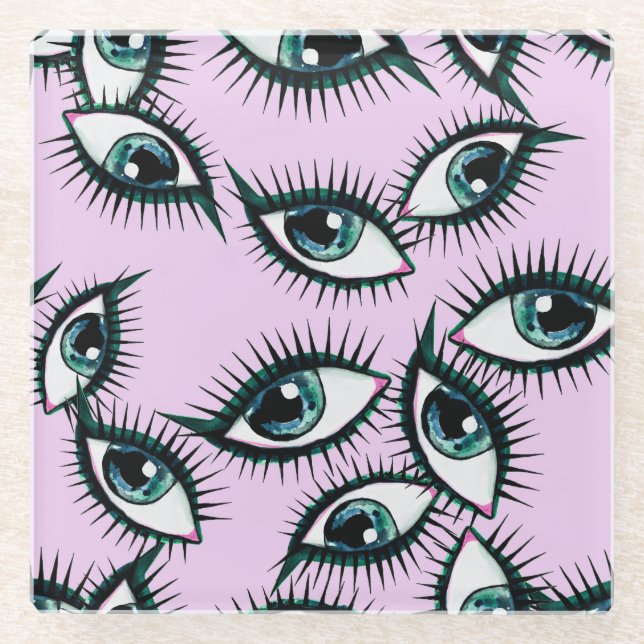 Bergaugen Abstraktes Ikonisches Design Glasuntersetzer (Vorderseite)