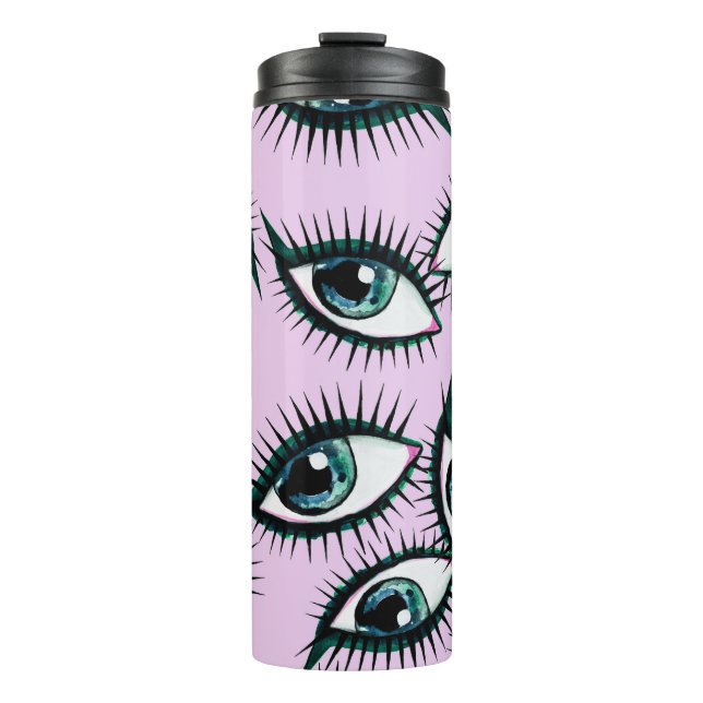 Bergaugen Abstraktes Ikonisches Design Thermosbecher (Vorderseite)