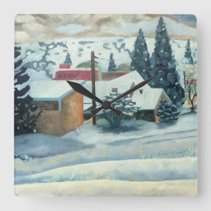 Bergbahn Quadratische Wanduhr