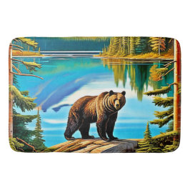 Bergbär: Der See Reflektion Kunst, Dichtung und Mu Badematte