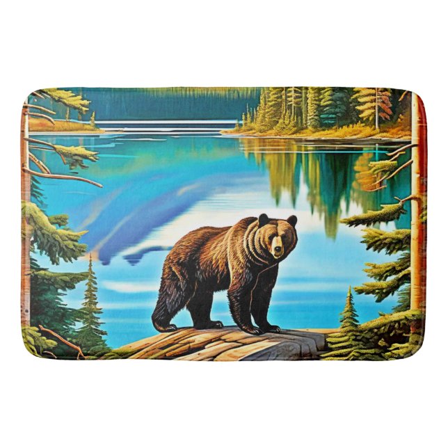 Bergbär: Der See Reflektion Kunst, Dichtung und Mu Badematte (Vorderseite)