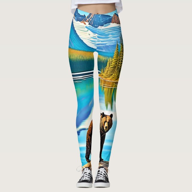 Bergbär: Der See Reflektion Kunst, Dichtung und Mu Leggings (Vorderseite)