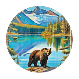 Bergbär: Der See Reflektion Kunst, Dichtung und Mu Schneidebrett