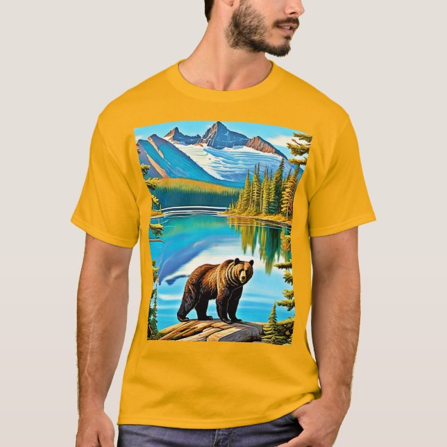 Bergbär: Der See Reflektion Kunst, Dichtung und Mu T-Shirt (Vorderseite)