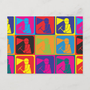 Bergbau Pop Art Postkarte