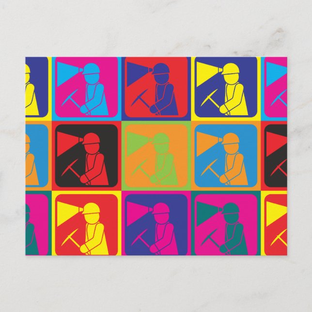 Bergbau Pop Art Postkarte (Vorderseite)