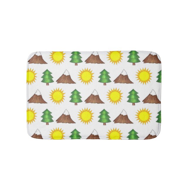 Bergbaum Sonnenschein Camping Campingplatz Kabine Badematte (Vorderseite)