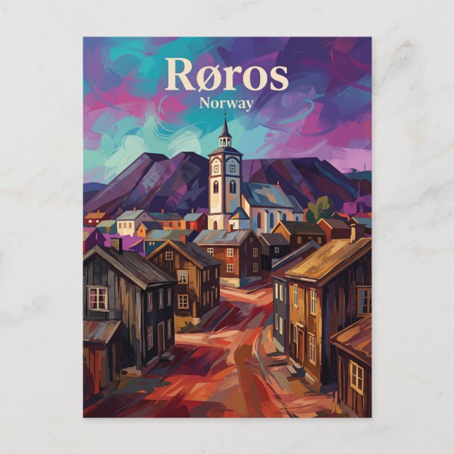 Bergbaustadt Røros Norwegen Postkarte (Vorderseite)