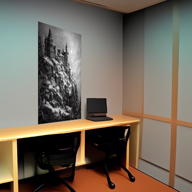 BergBurg, mit Schnee | AI Art Poster (Von Creator hochgeladen)