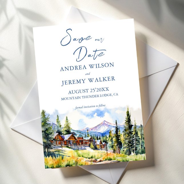Bergdorf Colorado Sommerlandschaft Einladung (Colorado Mountain village summer scenery save the date wedding Invitation template instant download)