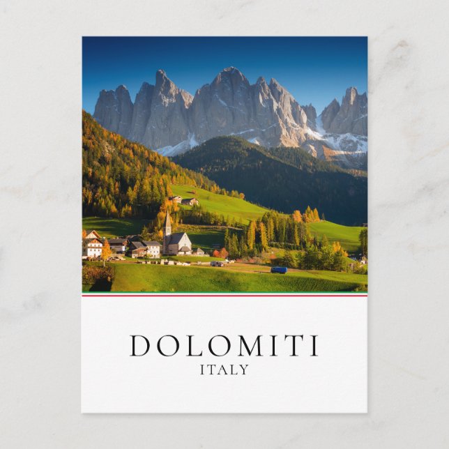 Bergdorf der Dolomiten im Herbst Postkarte (Vorderseite)