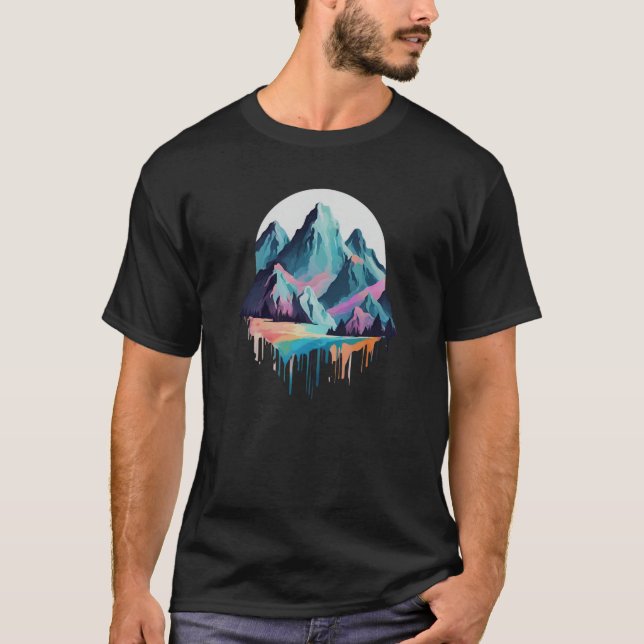 Berge 2 Wasserfall, Geschenk, Tropffarbe, Sonne T-Shirt (Vorderseite)