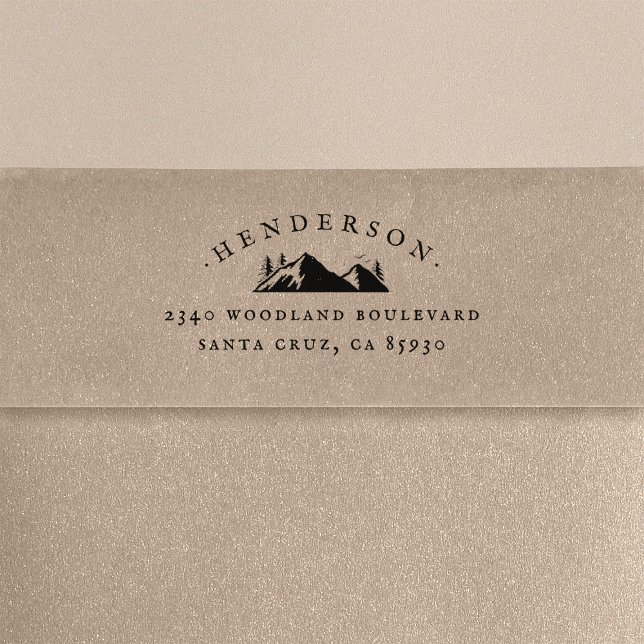 Berge & Bäume Rustikale Familienname Rücksendeadre Permastempel (Von Creator hochgeladen)