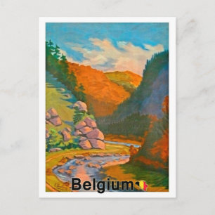 Berge Belgiens, kleiner Fluss, Landschaftsblick Postkarte